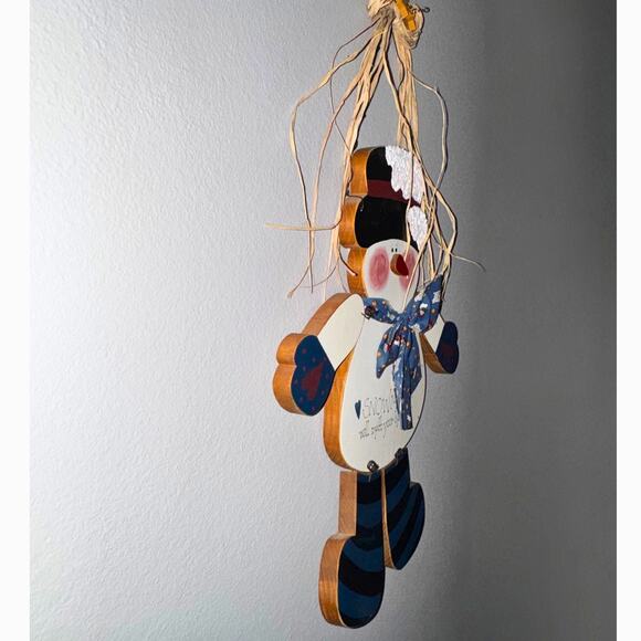 Country Snowman Wall Hanging Decor • Primitive Christmas • 19” Wood Cutout - Picture 5 of 8